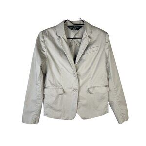 Norma Kamali Blazer Jacket  Sz 10 Gray Career Pockets Cotton Breathable Stretch